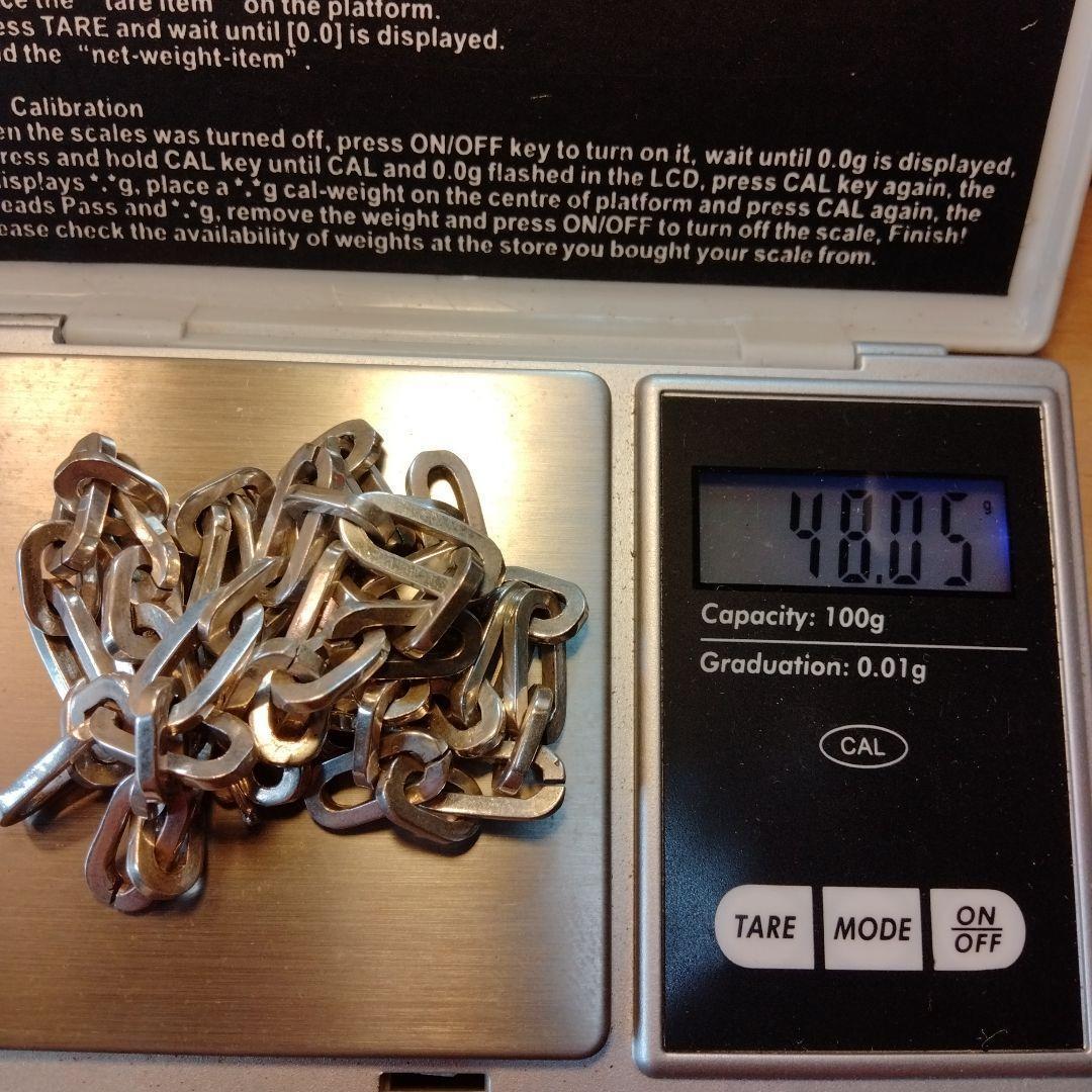 44cm 48g超 重量級 925シルバー リンクチェーン インディアンチェーン