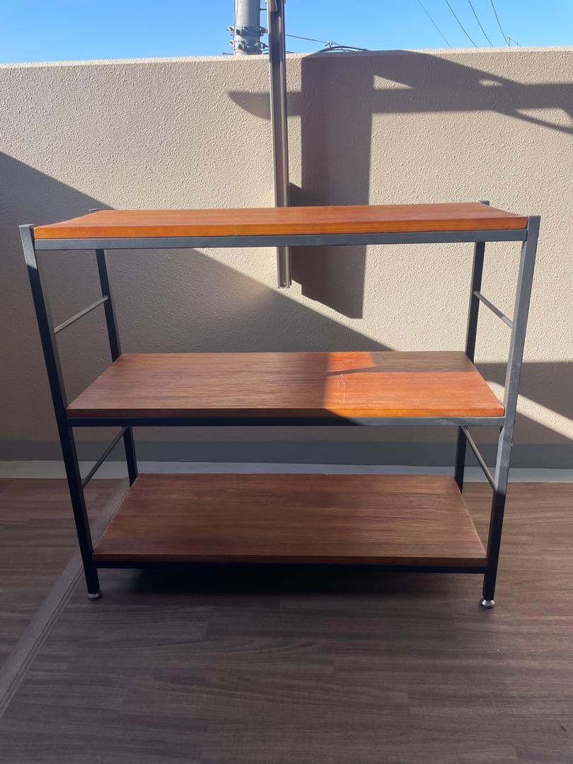 木製3段ラック・ウッドシェル 幅90 アイアン