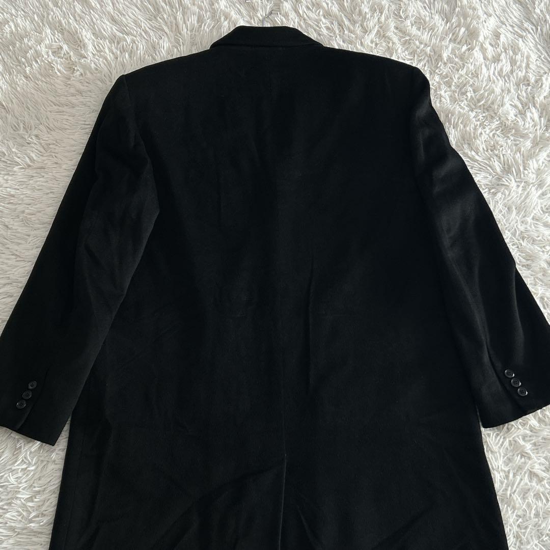 極美品✨ ヴィンテージ カシミヤ100% ダブルロングチェスターコート L 黒