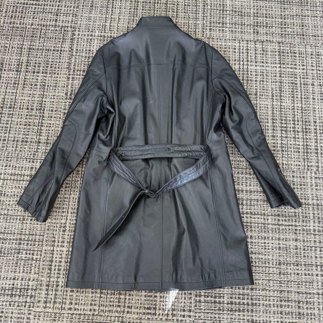 コムサデモード ラムレザー チェスターコート キルティング ブラック メンズ