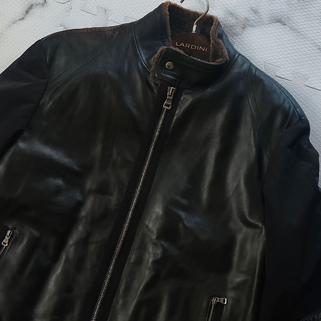 美品✨XXL相当 HUGO BOSS ライダースジャケット ラムレザー ムートン