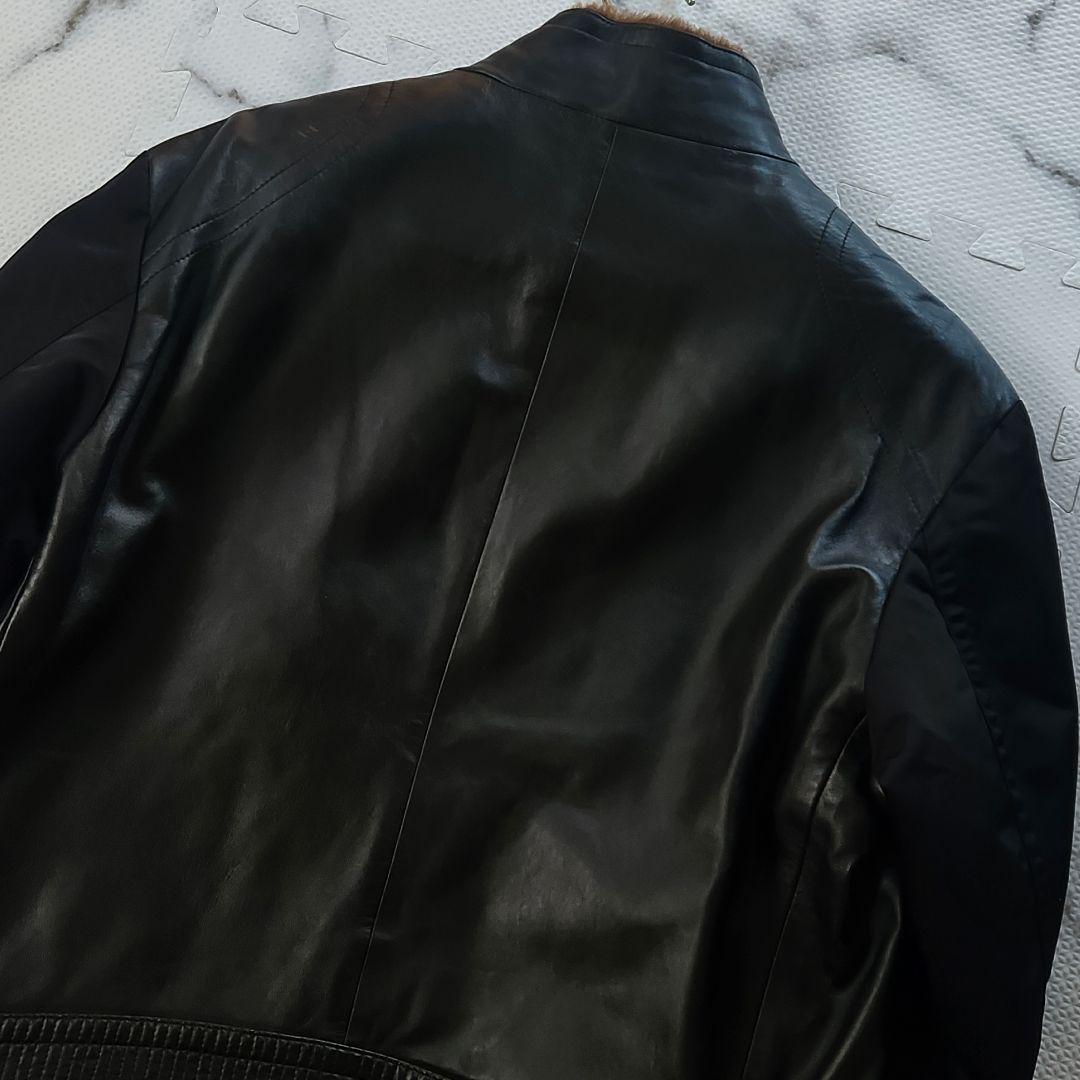 美品✨XXL相当 HUGO BOSS ライダースジャケット ラムレザー ムートン