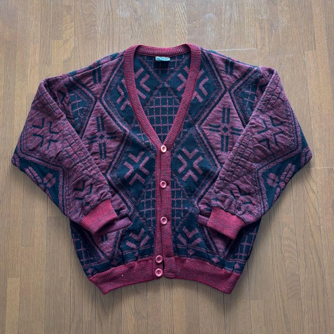 COOGI ウールカーディガン XL 赤黒
