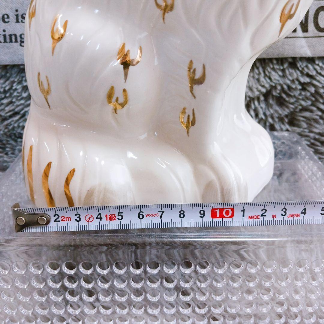 ❤️英国直輸入❤️ヴィンテージ陶器✨犬像 ホワイト 金彩✨高級クラシック 置物
