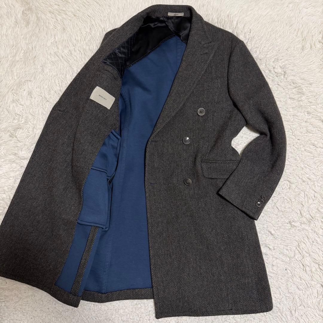 最高級極美品XLサイズ相当　ボリオリ　DOVER チェスターコート　ヘリンボーン