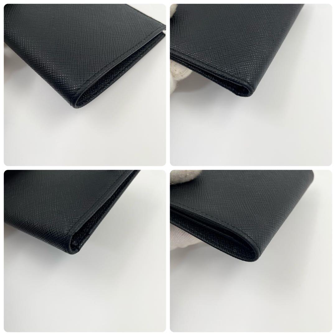 【✨現行 未使用級】プラダ 二つ折り 札入れ サフィアーノ 三角ロゴ RFID