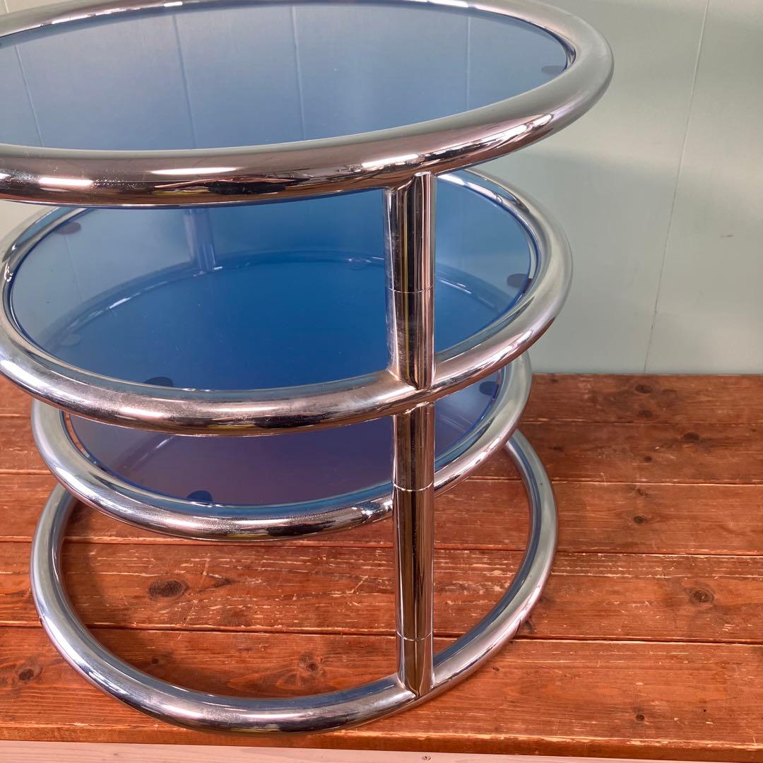 大人気❣️ミッドセンチュリー ラウンドテーブル　3段　ガラステーブル ✨