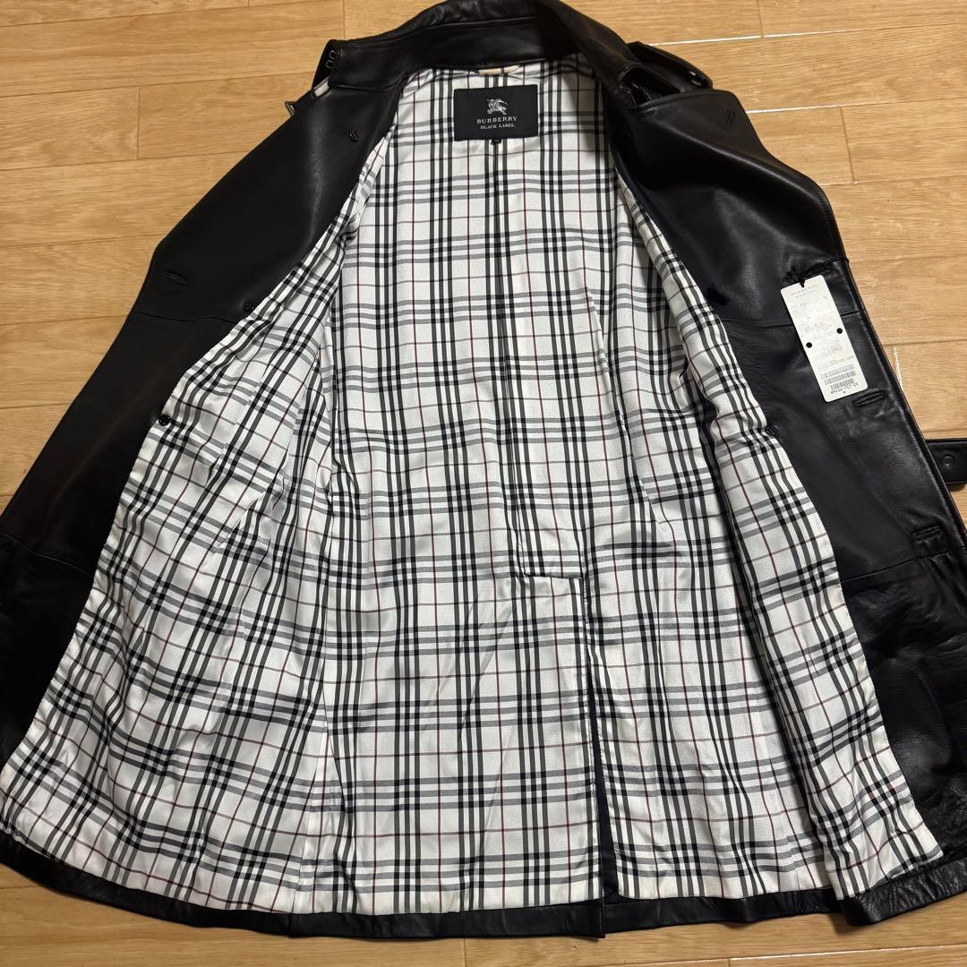 タグ付/BURBERRY BLACK LABEL ラムレザー トレンチコート M