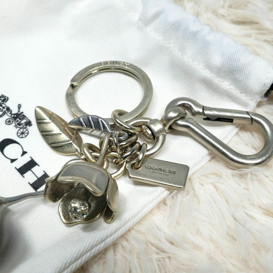 COACH コーチ ティーローズ アンティークフラワーキーホルダーキーリング