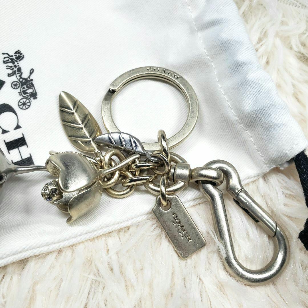 COACH コーチ ティーローズ アンティークフラワーキーホルダーキーリング