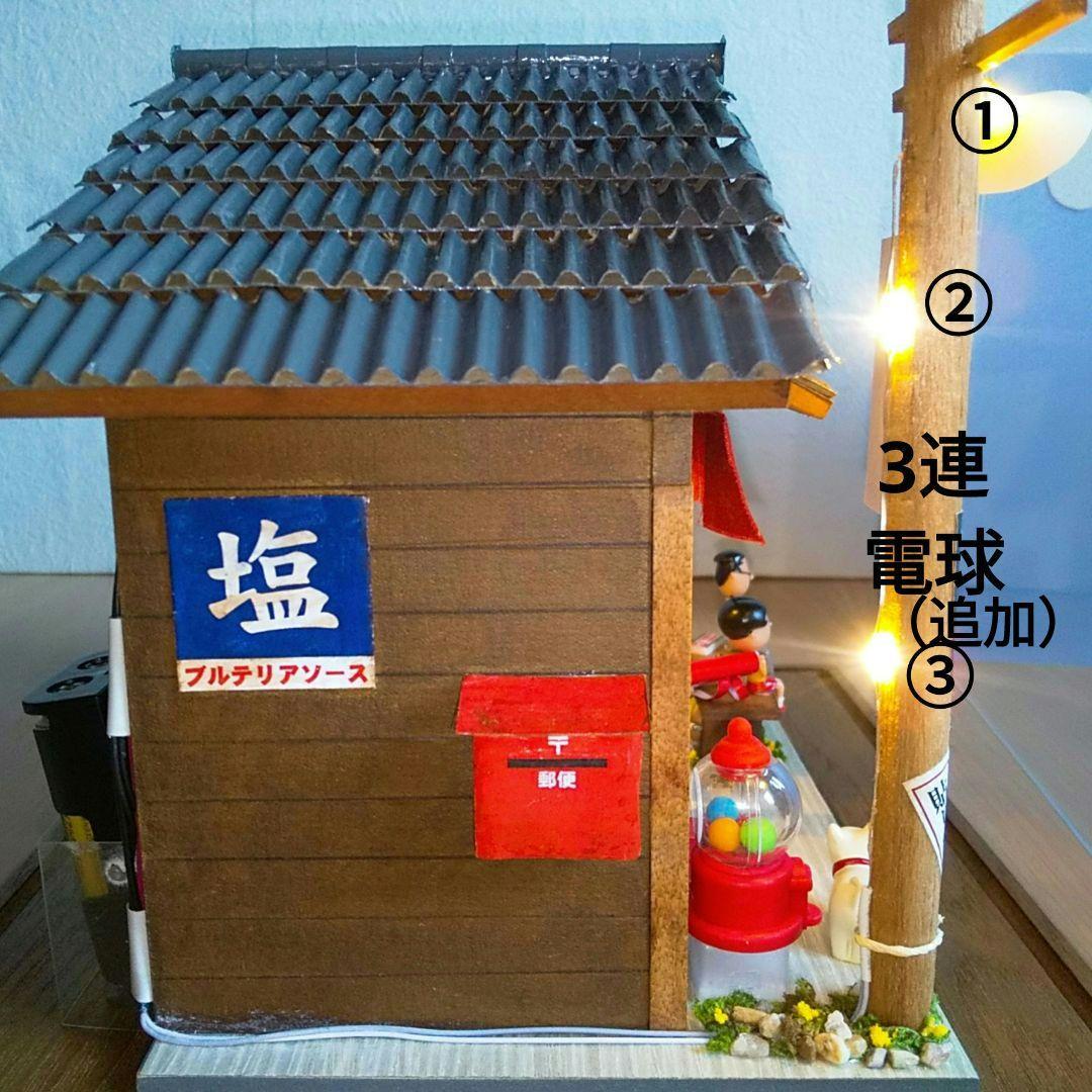 アクリルケース、ライト付きミニチュア昭和の駄菓子屋＆サザエさんフィギュアセット
