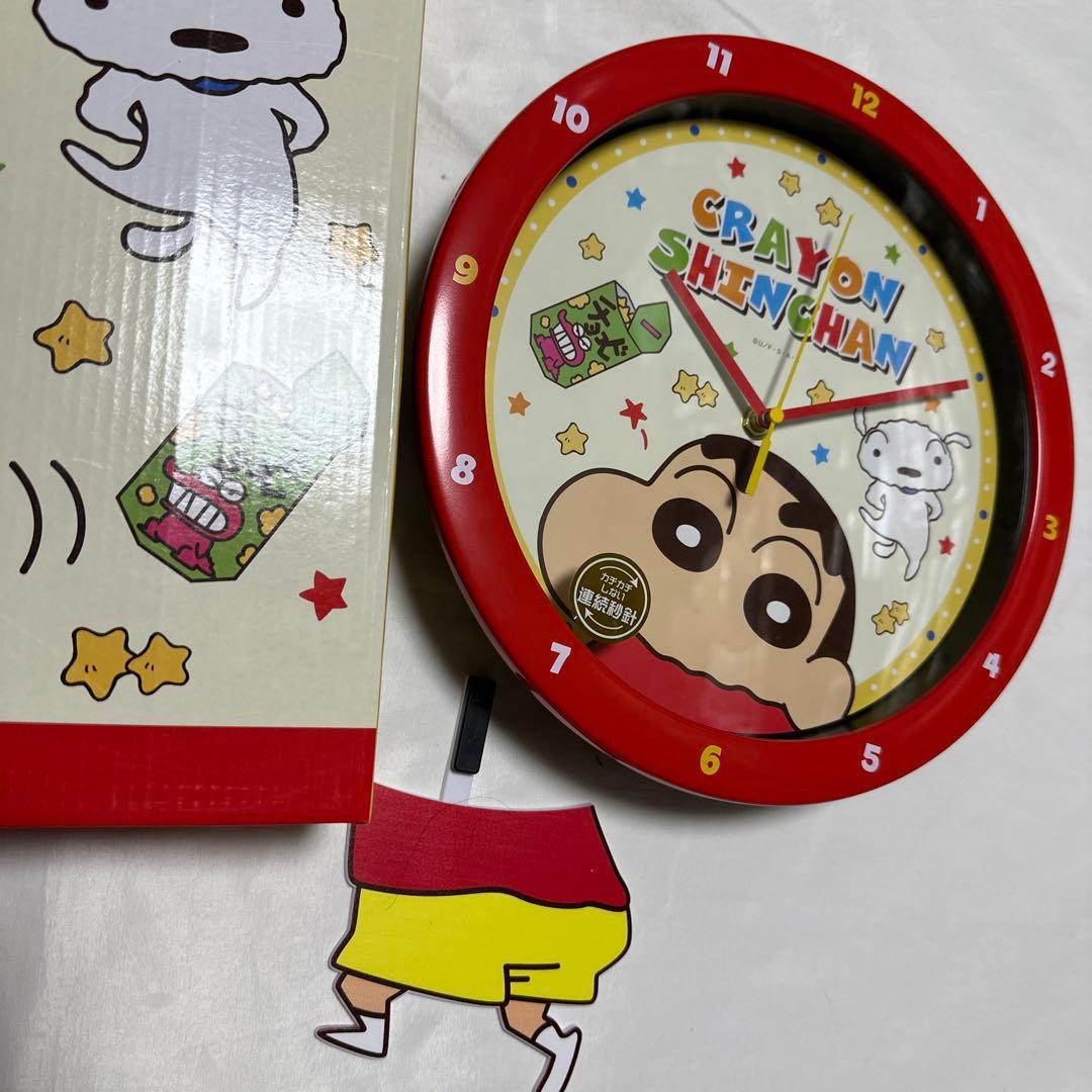 希少　掛け時計 クレヨンしんちゃん 足振りクロック アナログ 静音 連続秒針