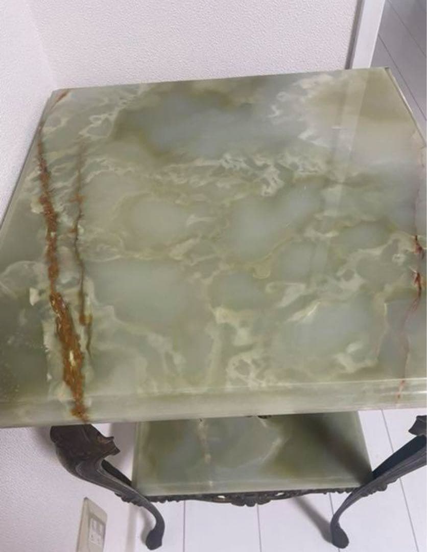 ロココ調 大理石 真鍮 花台 置き台 猫脚 アンティーク