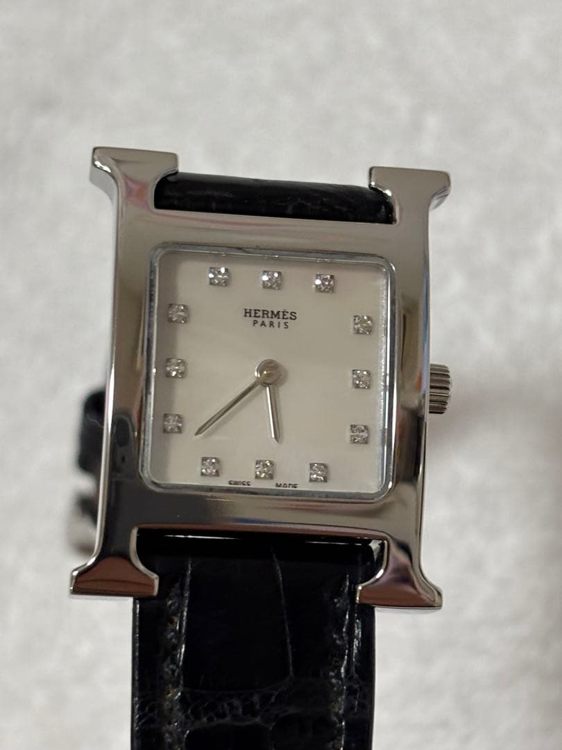 エルメスHERMES Hウォッチ HH1.210 12Pダイヤ 外装仕上げ済み