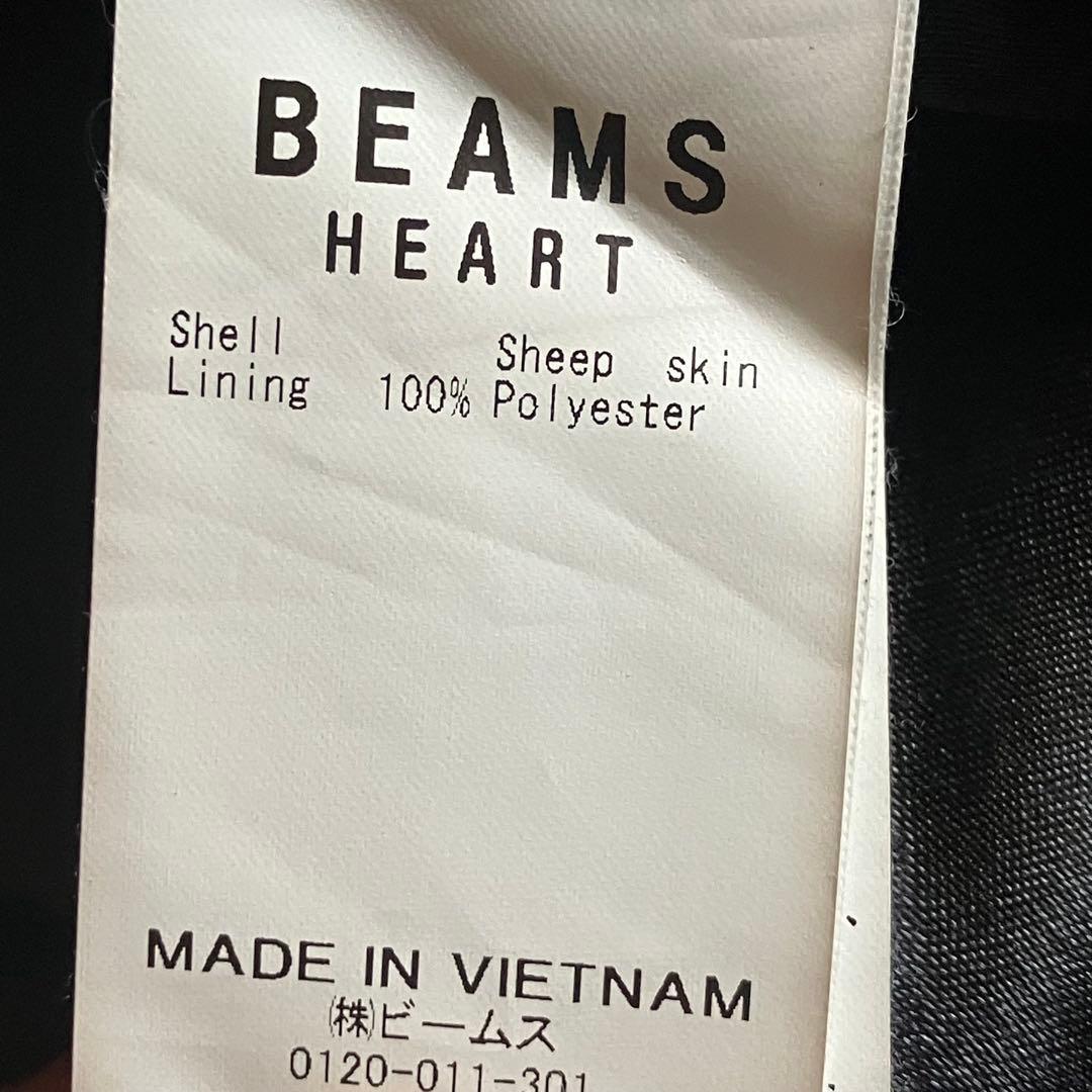 BEAMS HEART 羊革レザーダブルライダースジャケット黒Sビッグシルエット