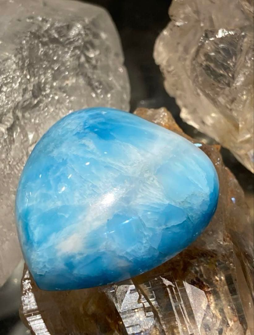ラリマー ハート型 Larimar ドミニカ産 天然石 パワーストーン