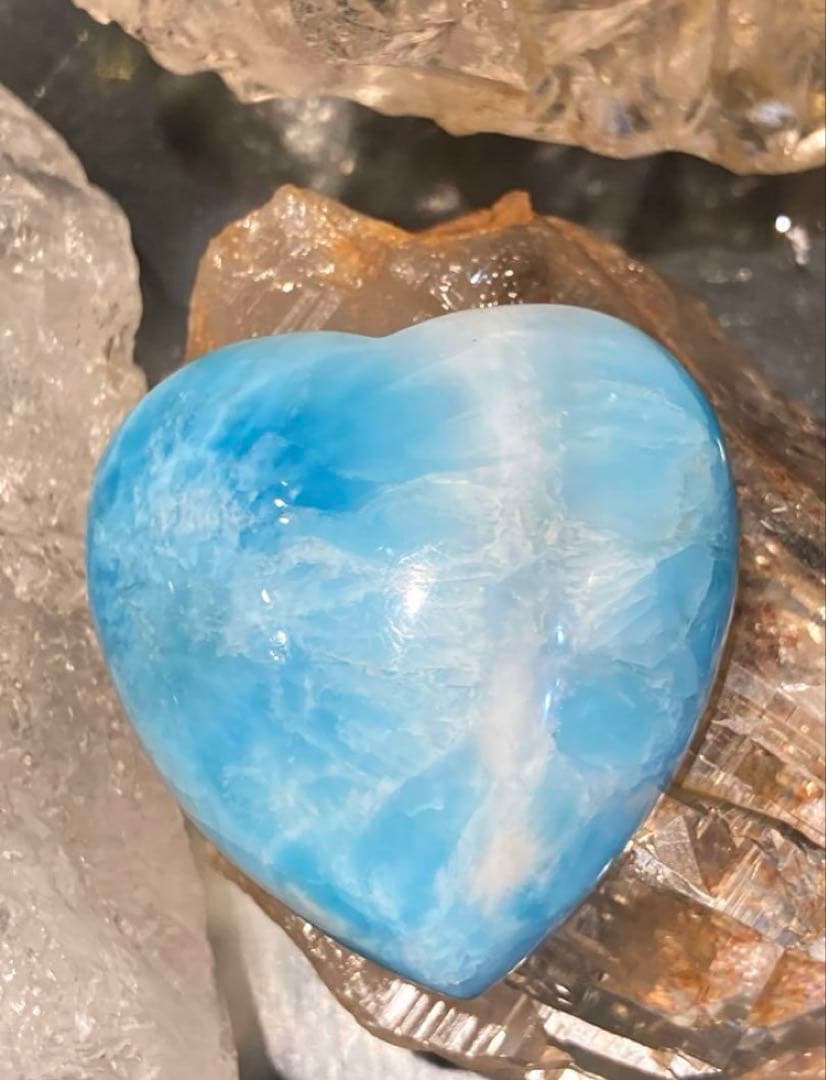 ラリマー ハート型 Larimar ドミニカ産 天然石 パワーストーン