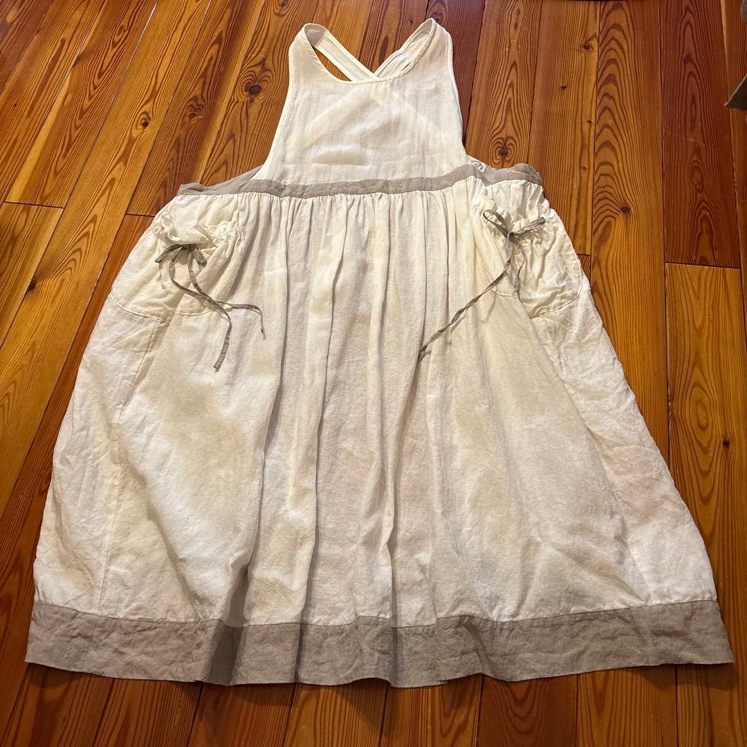 インスタグラム人気作家様　バッククロス　バイカラーエプロンワンピース