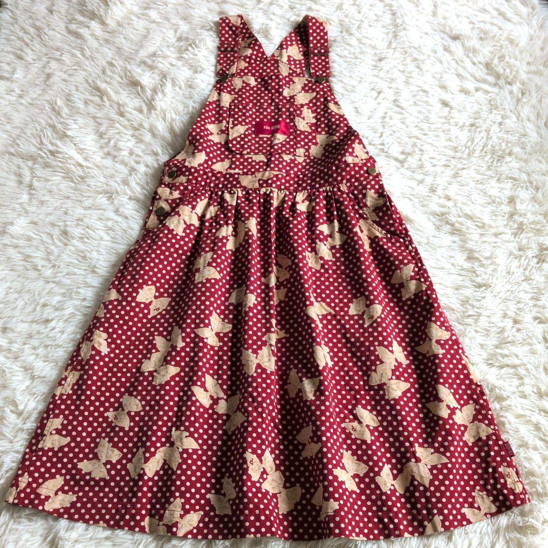 ピンクハウス　ジャンバースカートリボン PINK HOUSE 赤ドットサロペット