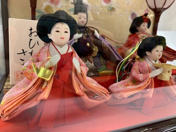 雛人形 豆雛五人 溜塗 アクリルケース 225A-294 ひな人形 ケース入り