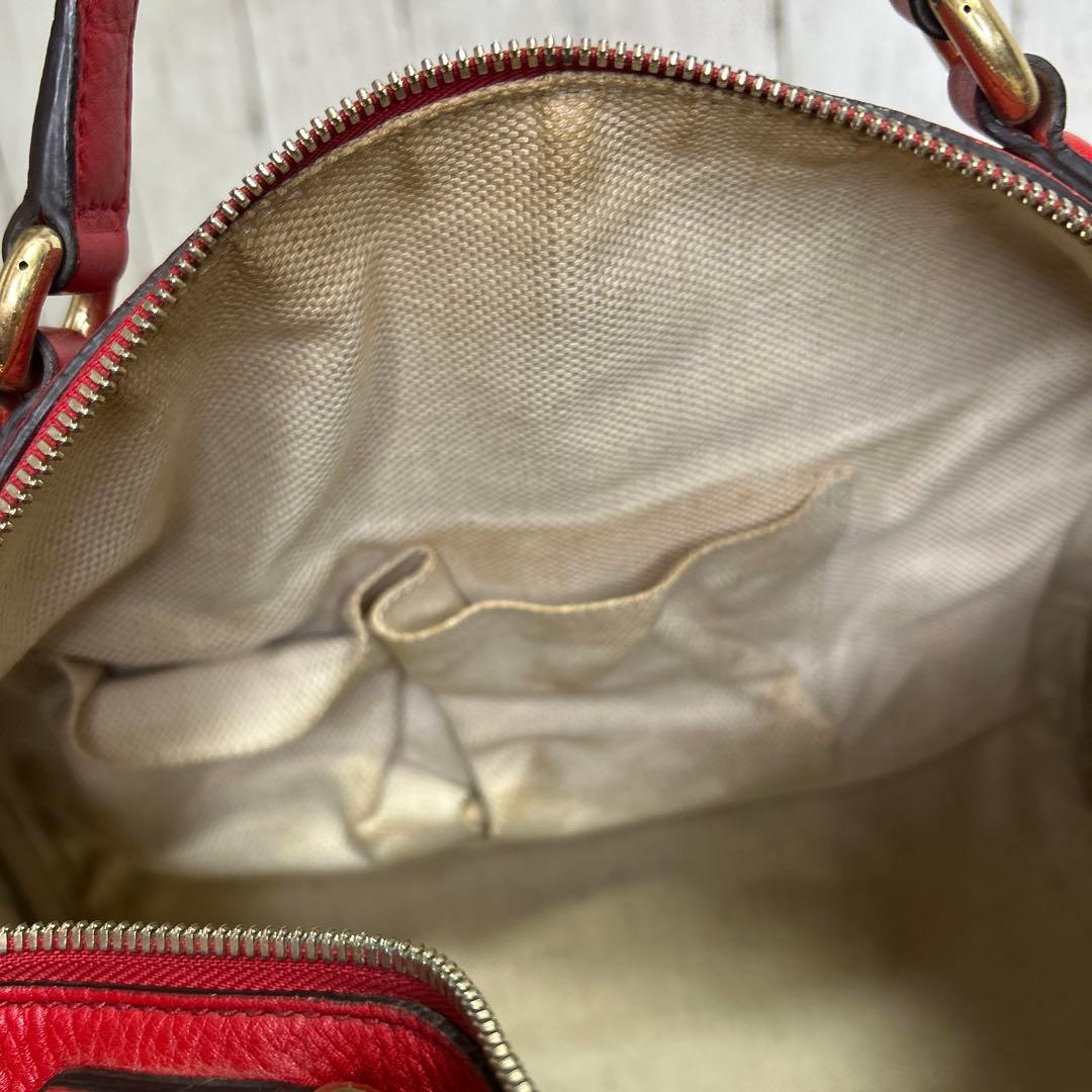 GUCCI ソーホー　ボストンバッグ ハンドバッグ レザー　レッド　GG 赤