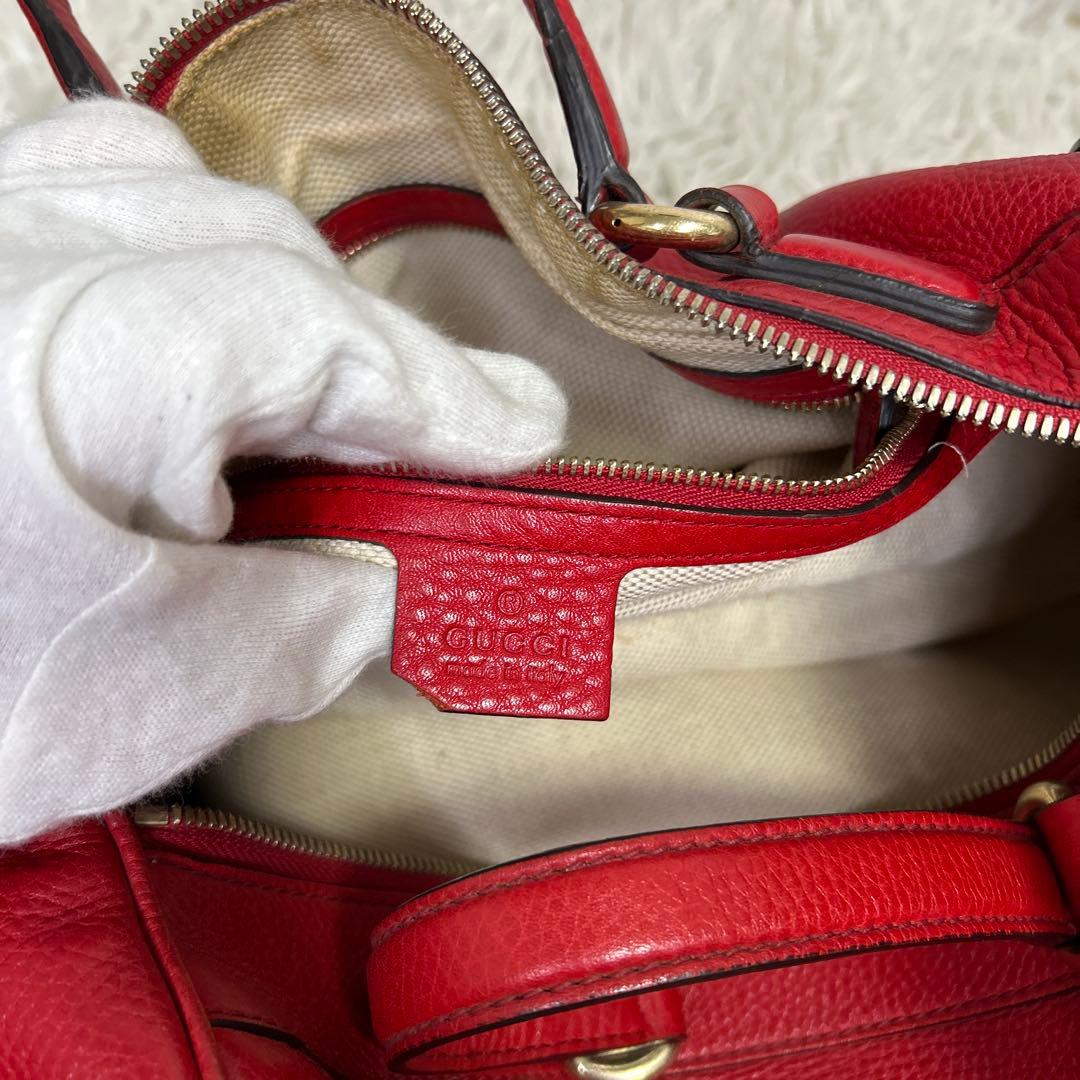 GUCCI ソーホー　ボストンバッグ ハンドバッグ レザー　レッド　GG 赤