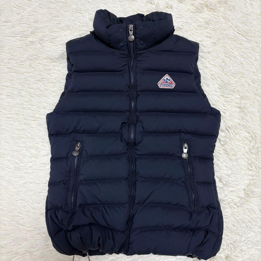 PYRENEX ピレネックス ダウンベスト フード ネイビー S 34 2way