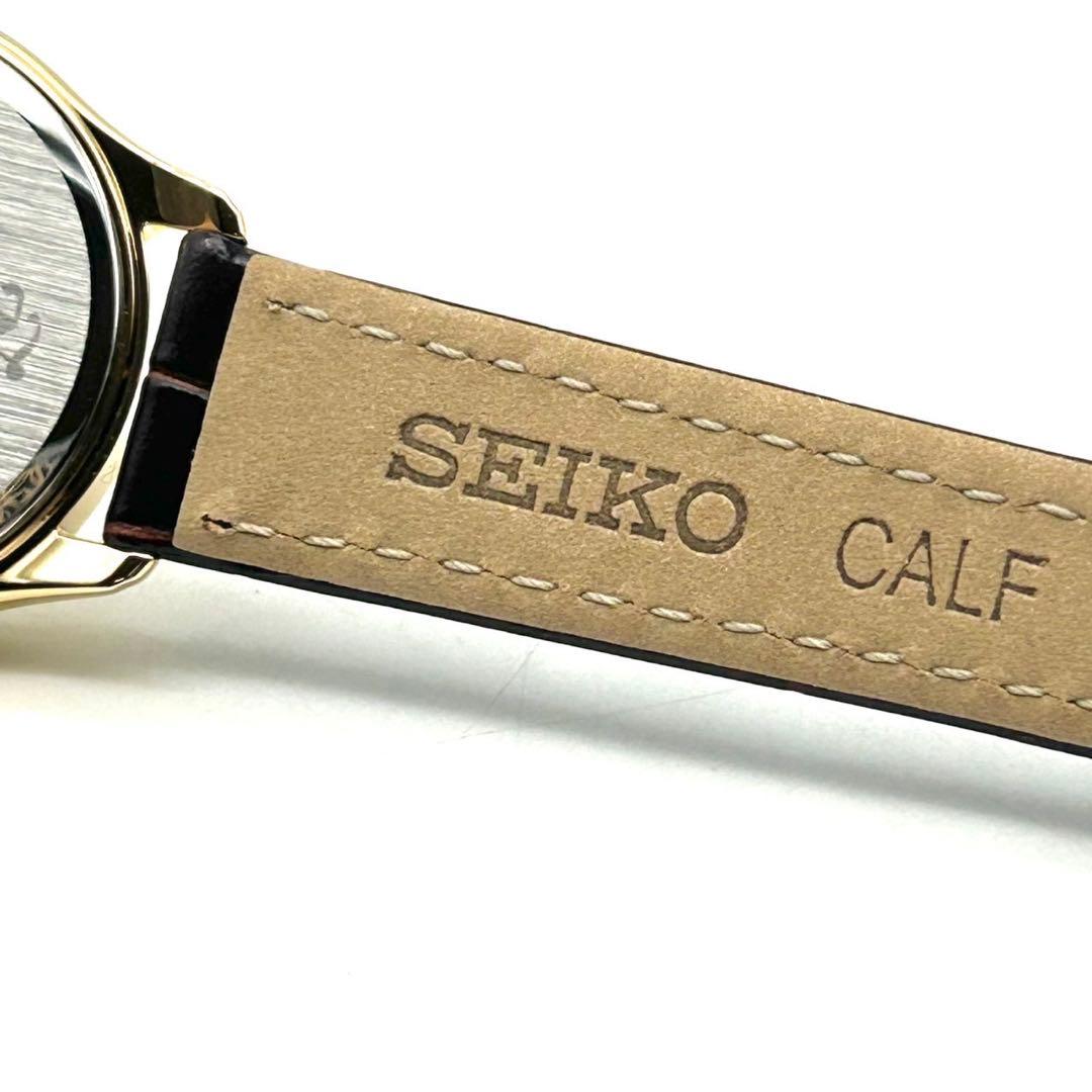 未使用 セイコー ナノユニバース コラボ 腕時計 クオーツ Wネーム レザー 金