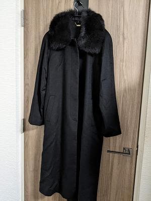 279　カシミヤ　カシミア　100％　ロングコート　毛皮　フォックス