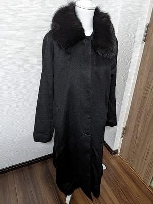 279　カシミヤ　カシミア　100％　ロングコート　毛皮　フォックス