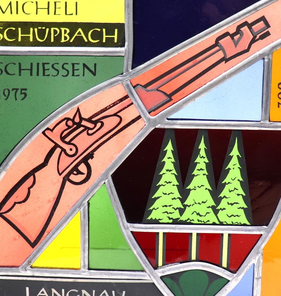 ヴィンテージ ステンドグラス スイス製 ピストルクラブ 1975年 ライフル限定