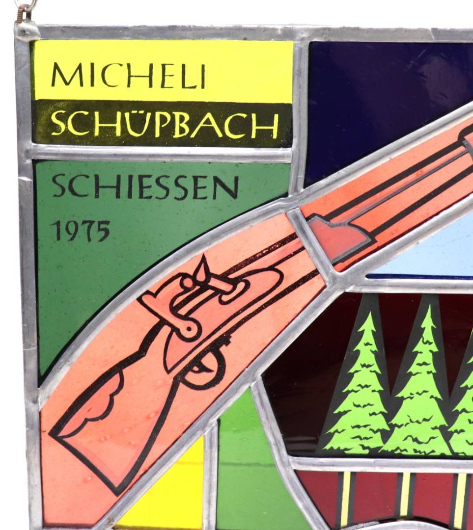 ヴィンテージ ステンドグラス スイス製 ピストルクラブ 1975年 ライフル限定