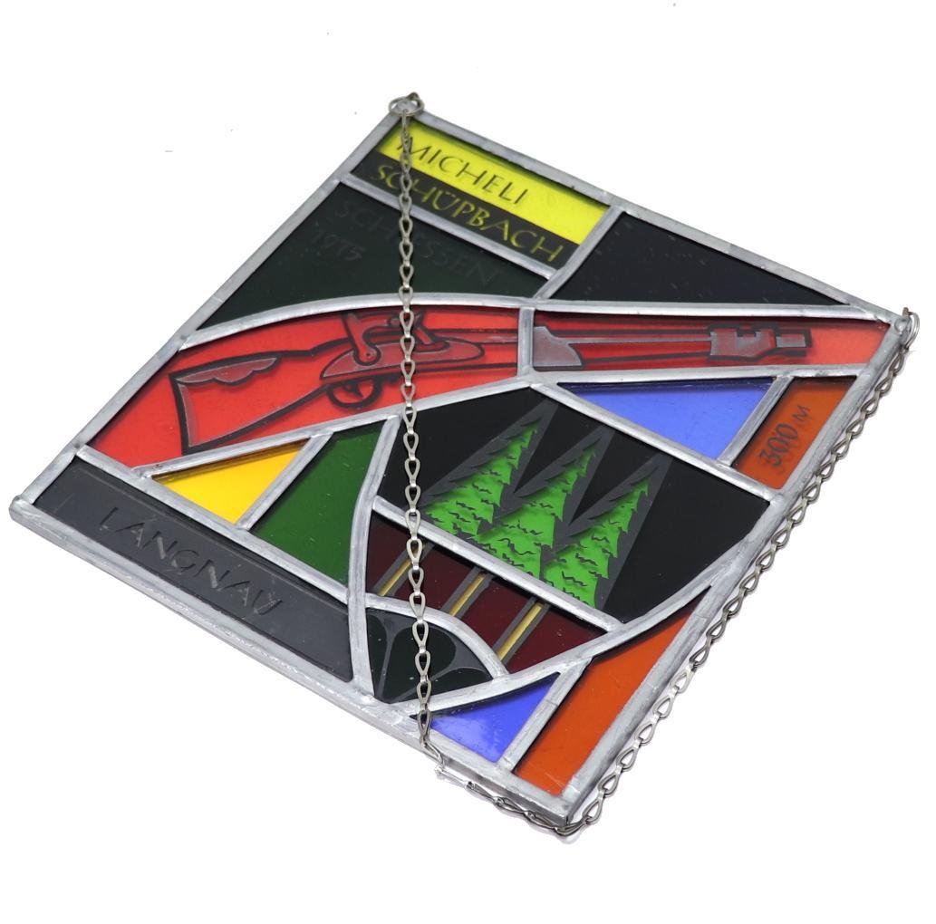 ヴィンテージ ステンドグラス スイス製 ピストルクラブ 1975年 ライフル限定