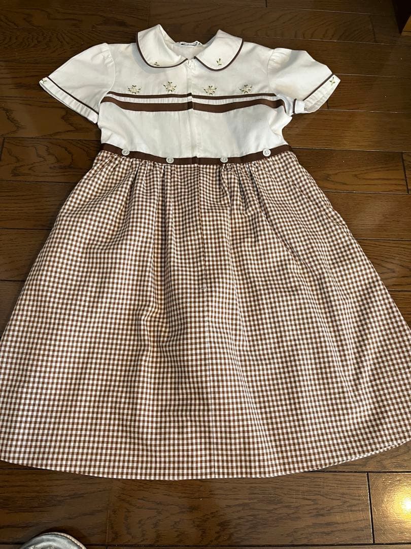 荻窪七里　刺繍　フロントジップ　春夏ワンピース 120 七里久美子　お受験