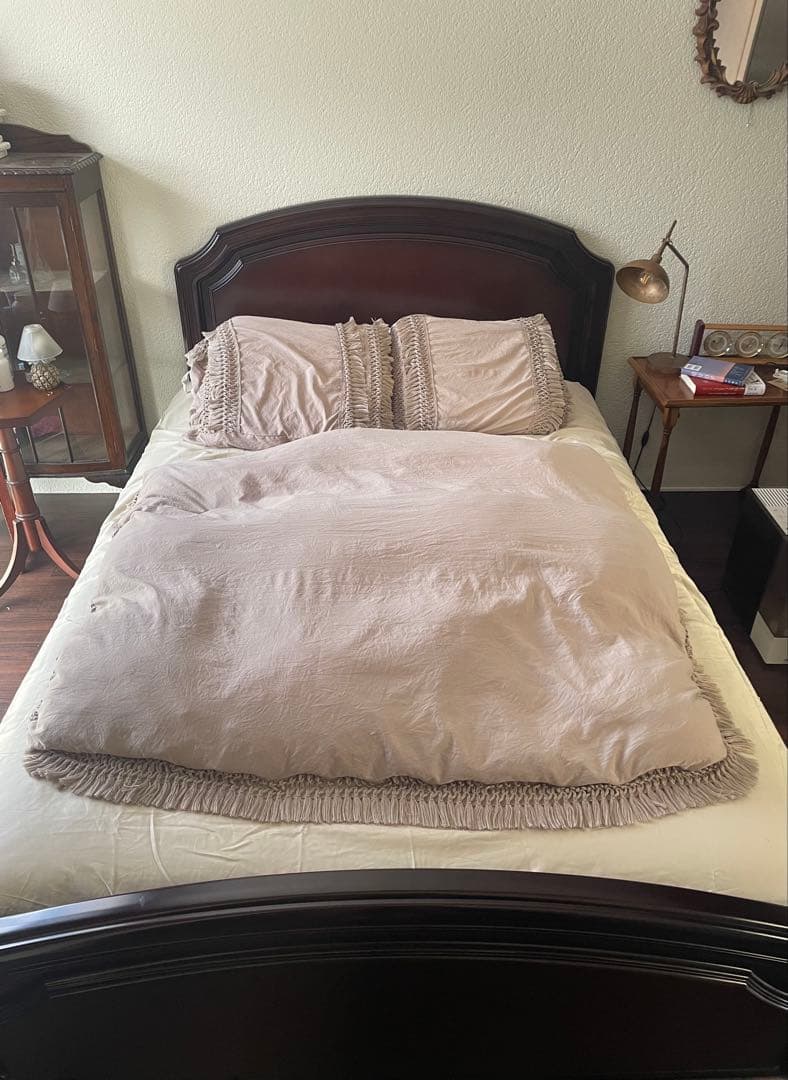 無垢材ベッドフレーム Kingsdown マットレス セット　セミダブル　レトロ