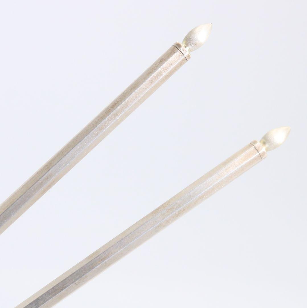 金谷五良三郎造 静和堂 南鐐椎頭八稜火箸 銀製刻印 約52g　C887　T1