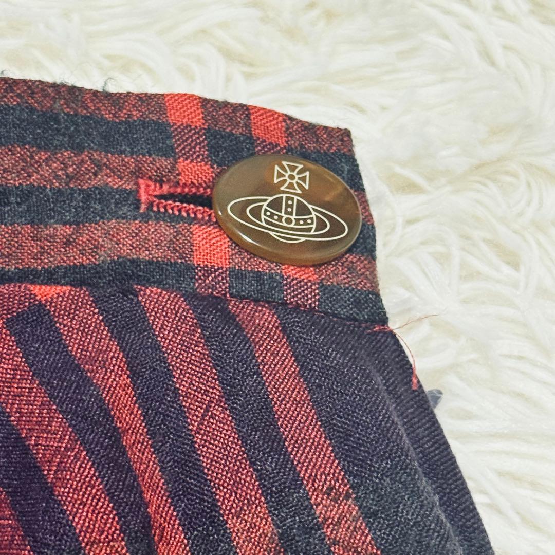 ヴィヴィアンウエストウッド アシメ変形 チェック柄 スカート オーブボタン