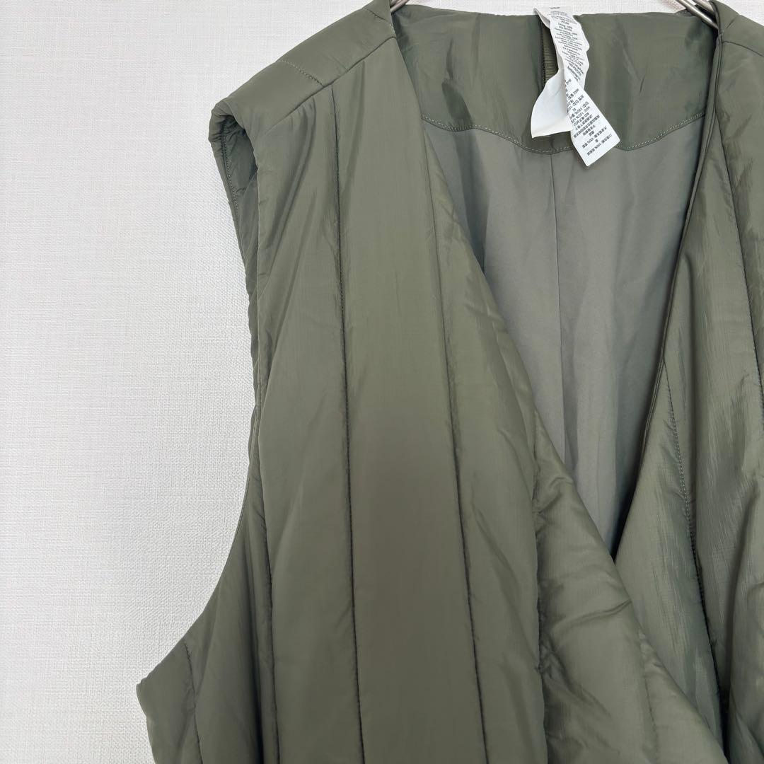 美品 lululemon ルルレモン ロングダウンベスト　カーキ ジレ 中綿　L