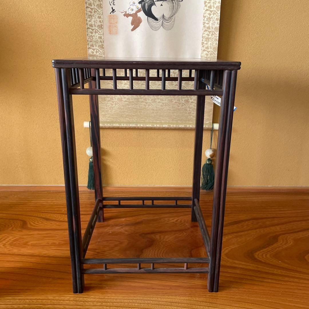 唐木懸崖1.1尺 盆栽台 黒檀 ビンテージ品 昭和レトロ 高卓(こうしょく)