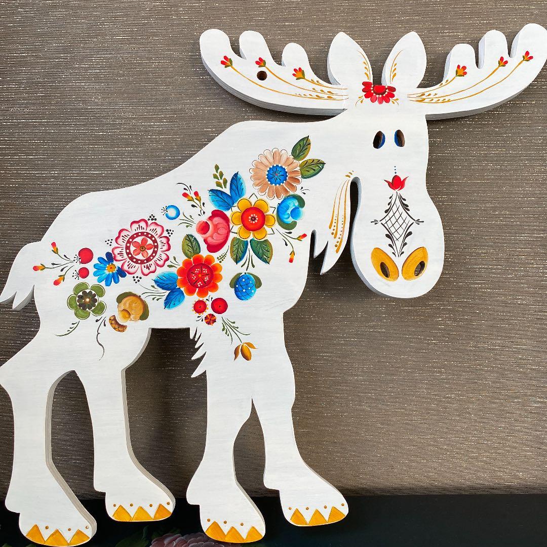 トールペイント(ローズマリング)トナカイ壁掛け