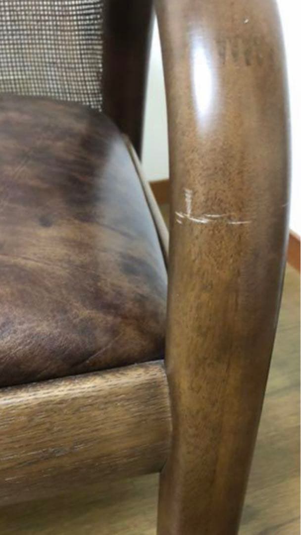 ①カリモク　ラタンシングルソファ1点☆補償付　送料込