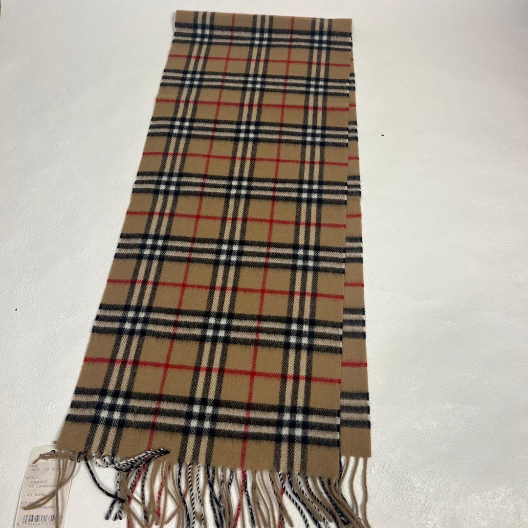 未使用品　バーバリー　ロングマフラー　ノバチェック　　キャメル　英国製