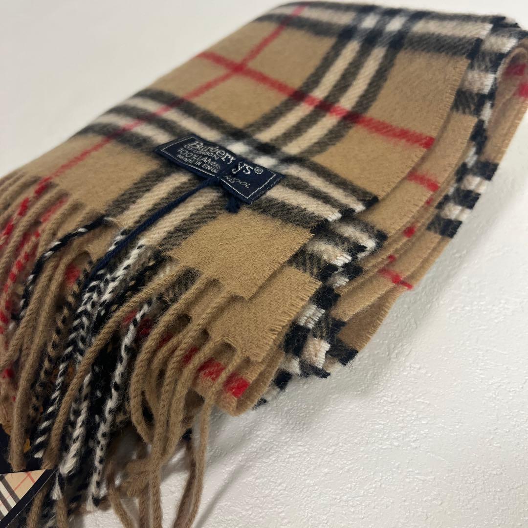 未使用品　バーバリー　ロングマフラー　ノバチェック　　キャメル　英国製