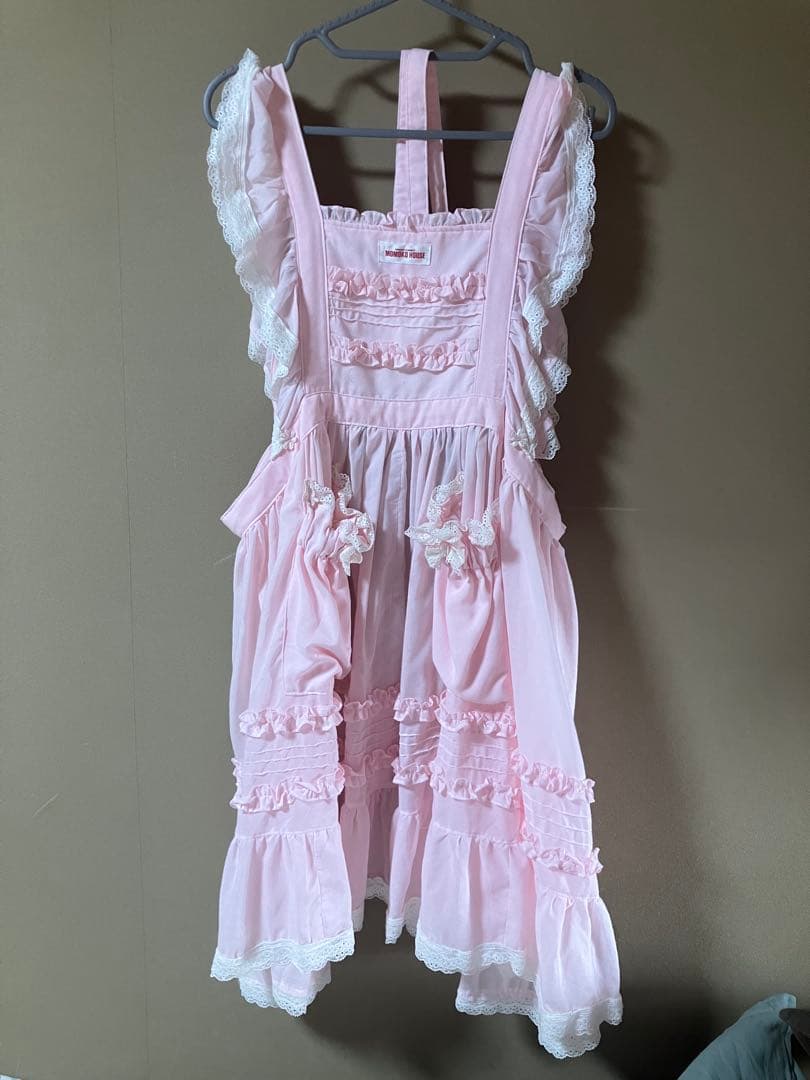 ピンクフリルエプロン モモコハウス