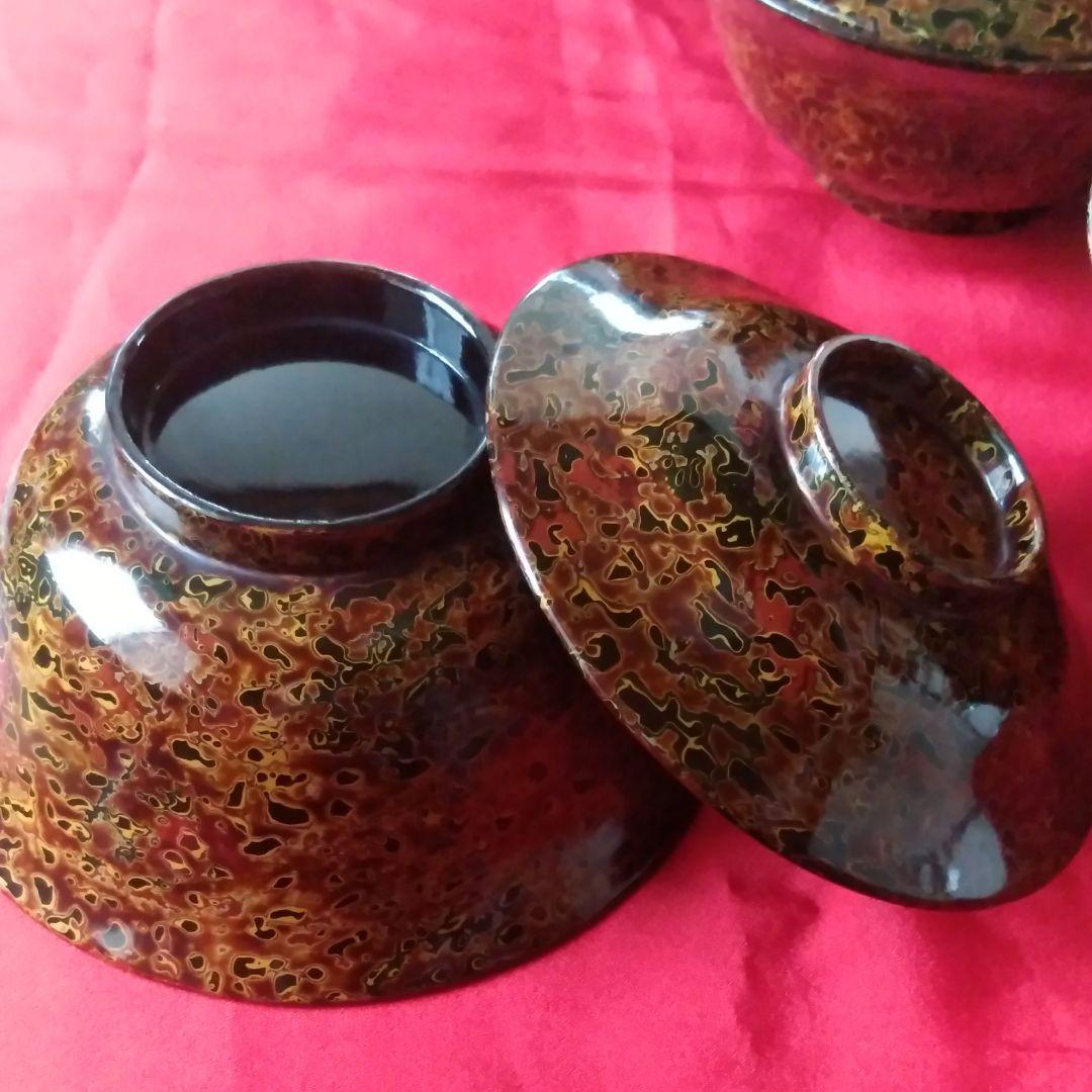 元祖 津軽塗（元祖馬鹿塗）５客セット 120年以上前 お椀　県重宝級？