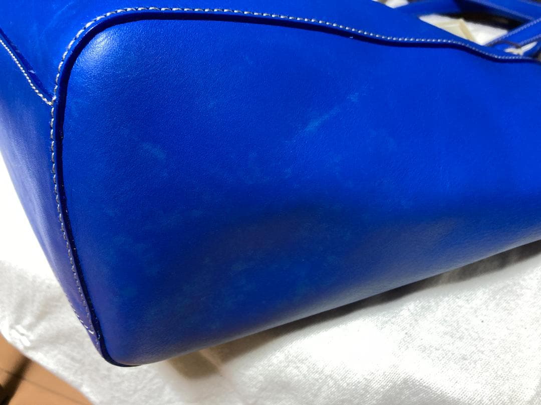 未使用傷有り ボルドリーニ セレリア 牛革 希少ブルー トートバッグ 6853