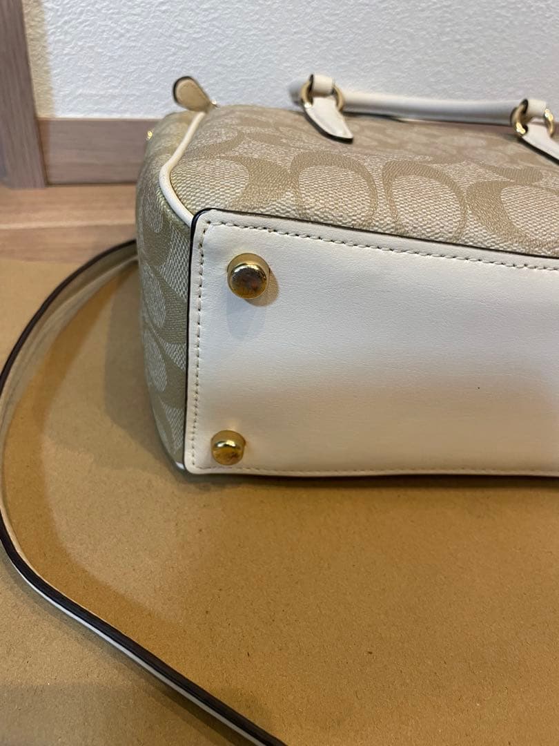 COACH ショルダーバッグ 2way レザーベージュ/ホワイト2点セット