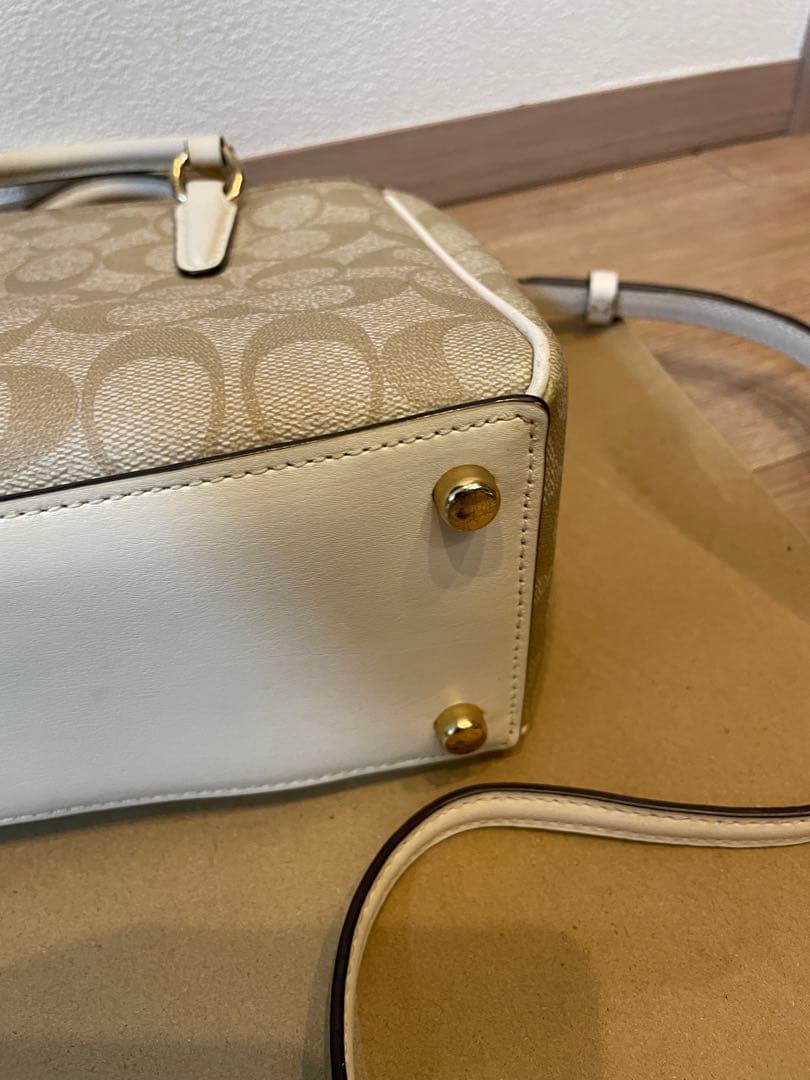 COACH ショルダーバッグ 2way レザーベージュ/ホワイト2点セット