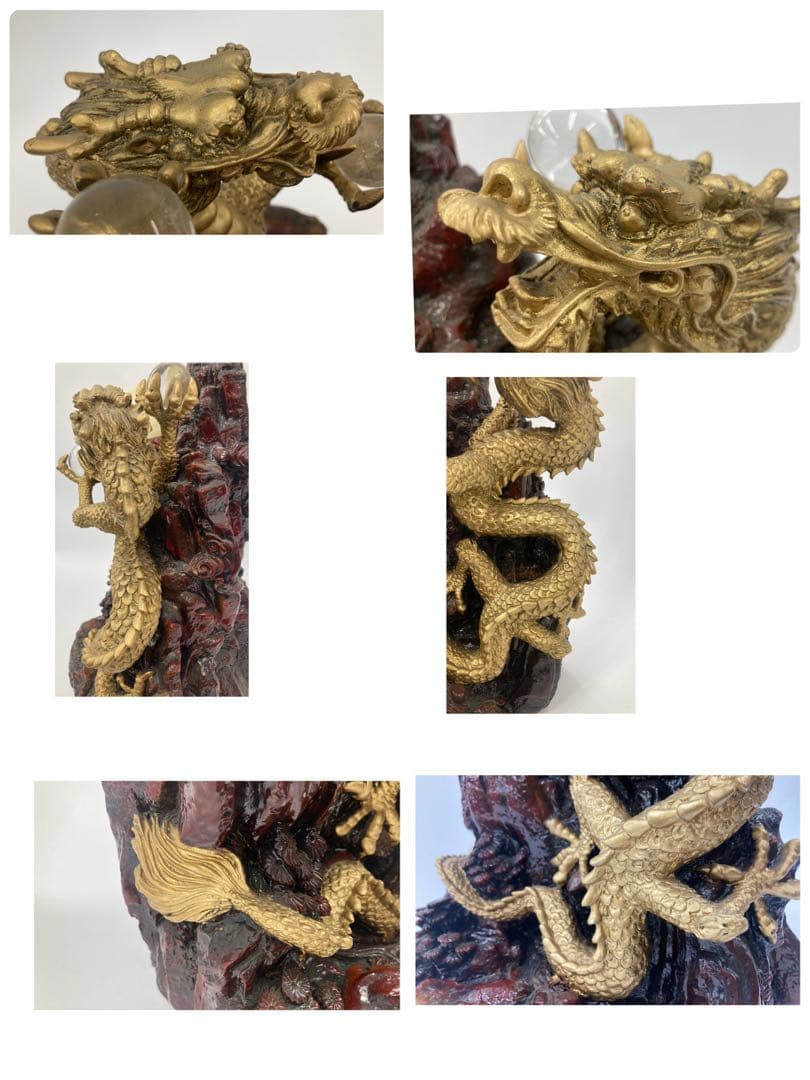 ドラゴンの置物 縁起物　登り龍　水晶玉　3つ　30ＣＭ＆4KGオーバー