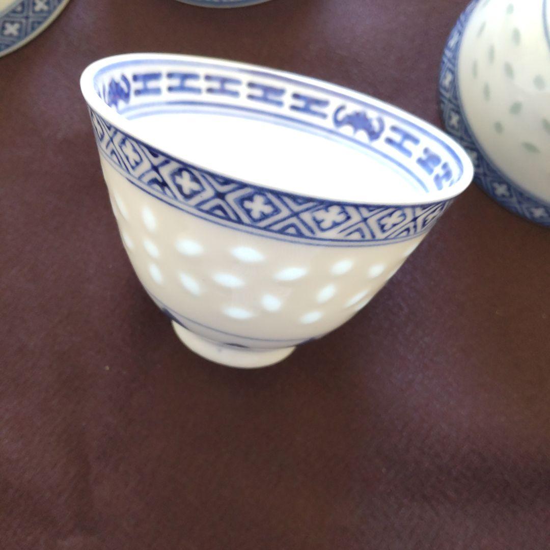 中国 景徳鎮 玩玉 螢透かし茶杯 ５客